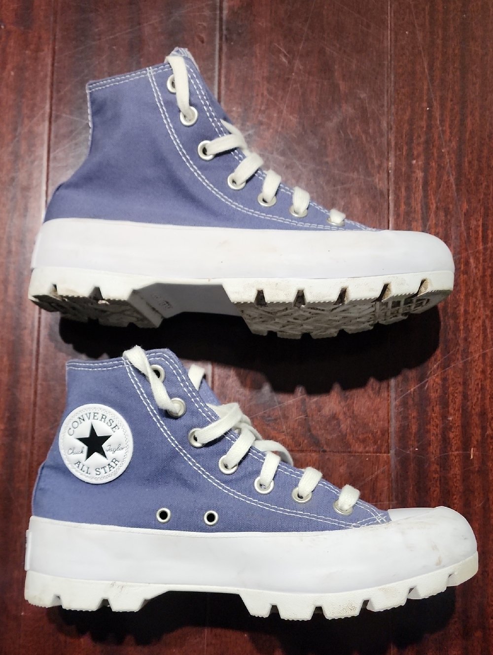 Converse High Top Sneakers in Periwinkle Canvas with White Lug Sole